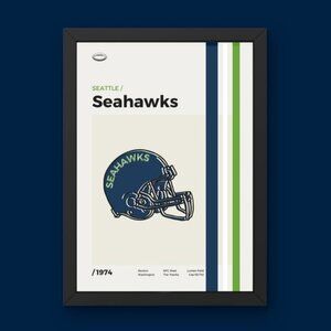 Seattle Seahawks Poster - Minimal Mid Century Modern Wall Print
